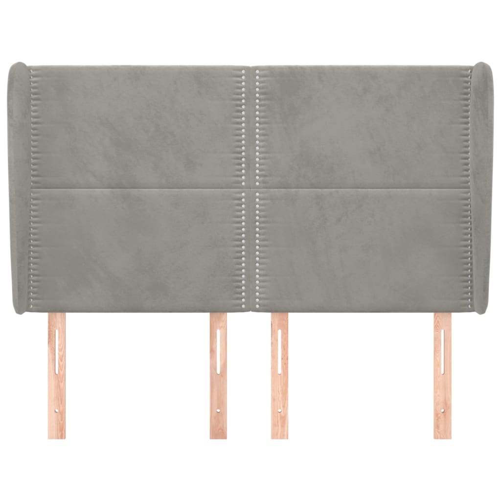 Testiera ad Orecchio Grigio Chiaro 147x23x118/128 cm in Velluto