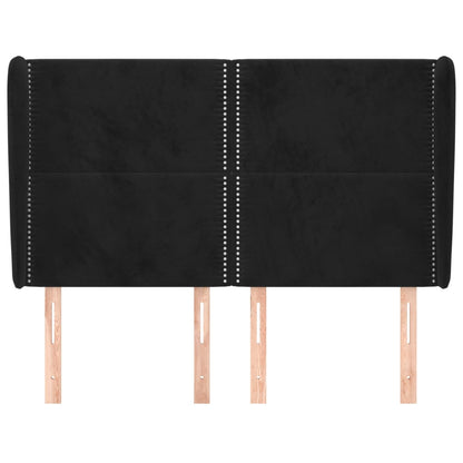 Testiera ad Orecchio Nera 147 x 23 x 118/128 cm in Velluto