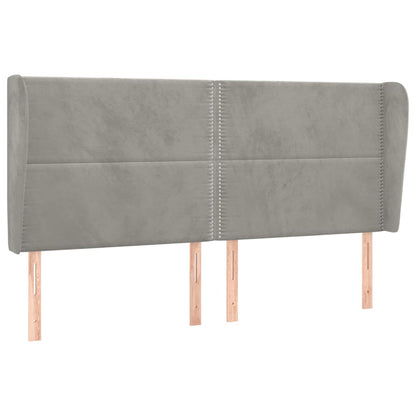 Testiera ad Orecchio Grigio Chiaro 163x23x118/128 cm in Velluto