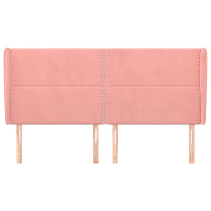 Testiera ad Orecchio Rosa 163x23x118/128 cm in Velluto