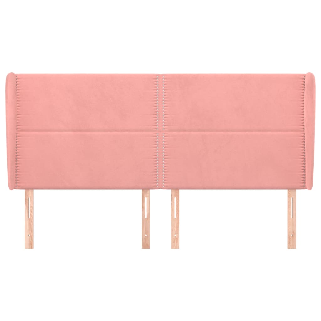 Testiera ad Orecchio Rosa 183x23x118/128 cm in Velluto