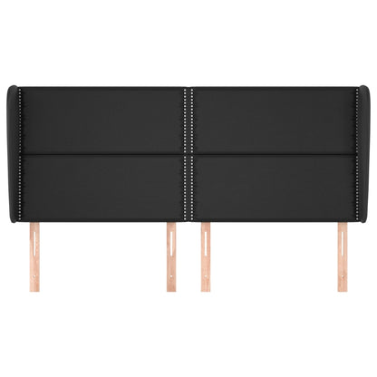 Testiera ad Orecchio Nera 163x23x118/128 cm in Similpelle