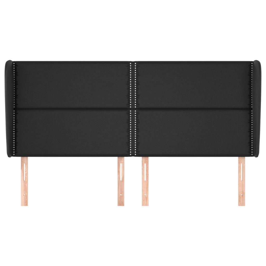 Testiera ad Orecchio Nera 203x23x118/128 cm in Similpelle