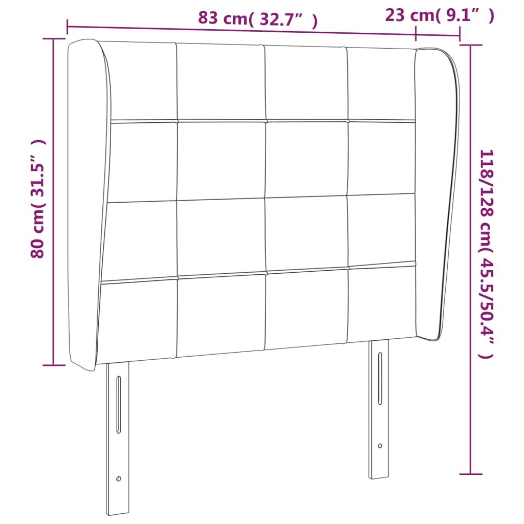 Testiera ad Orecchio Tortora 83x23x118/128 cm in Tessuto | homemem39