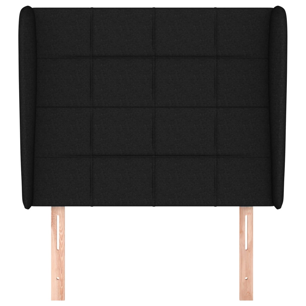 Testiera ad Orecchio Nera 103x23x118/128 cm in Tessuto