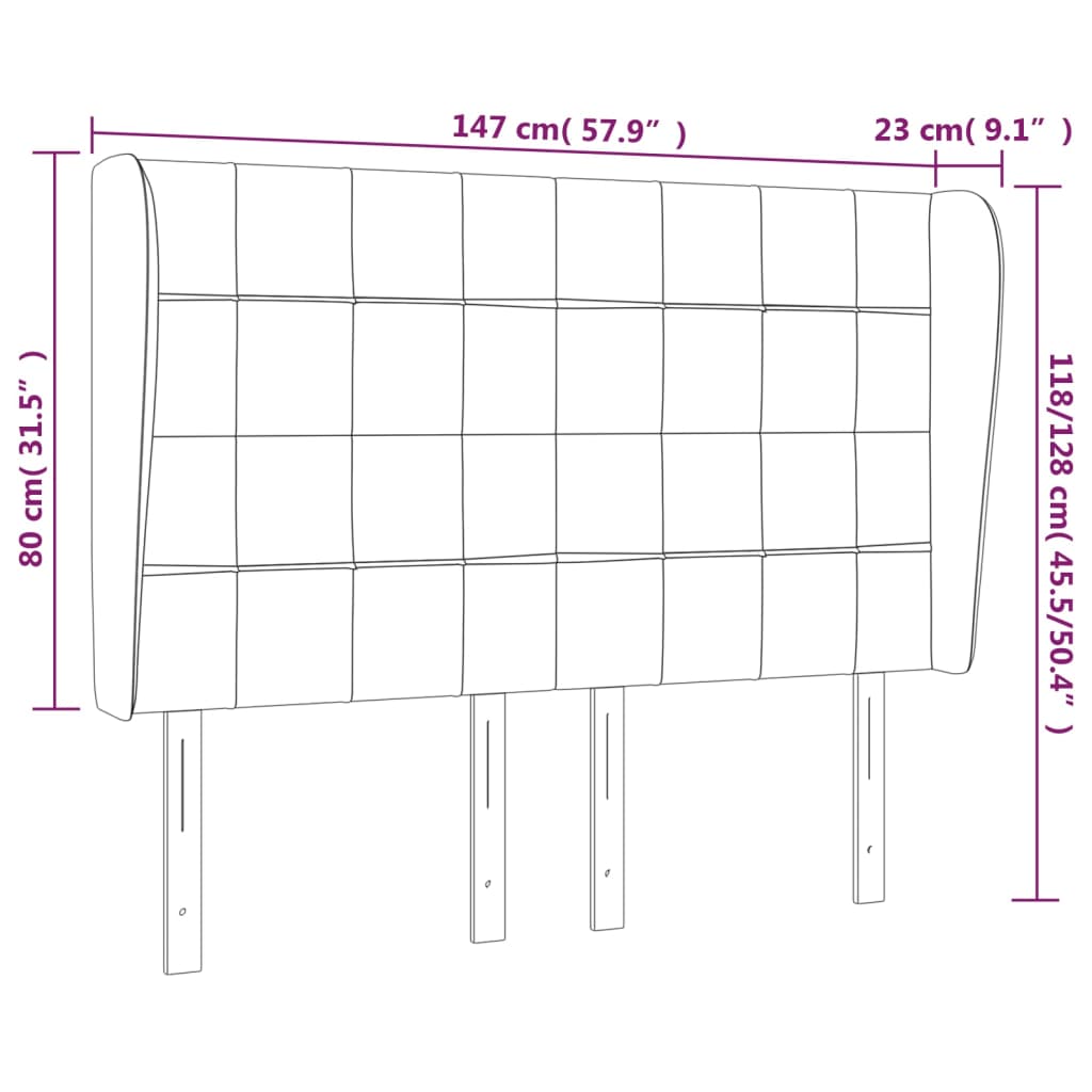 Testiera ad Orecchio MarroneScuro147 x 23 x 118/128cm inTessuto | homemem39
