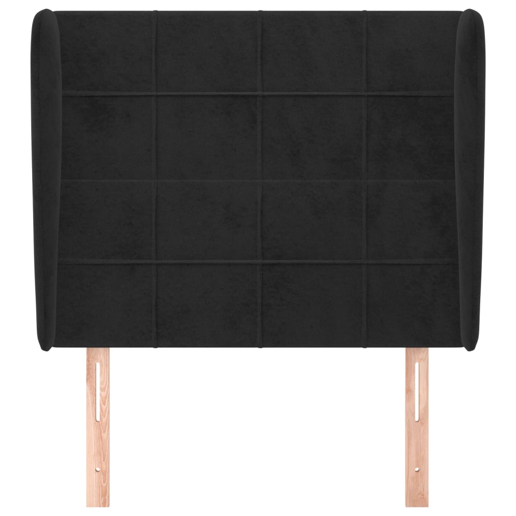 Testiera ad Orecchio Nera 93x23x118/128 cm in Velluto | homemem39