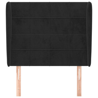 Testiera ad Orecchio Nera 93x23x118/128 cm in Velluto | homemem39