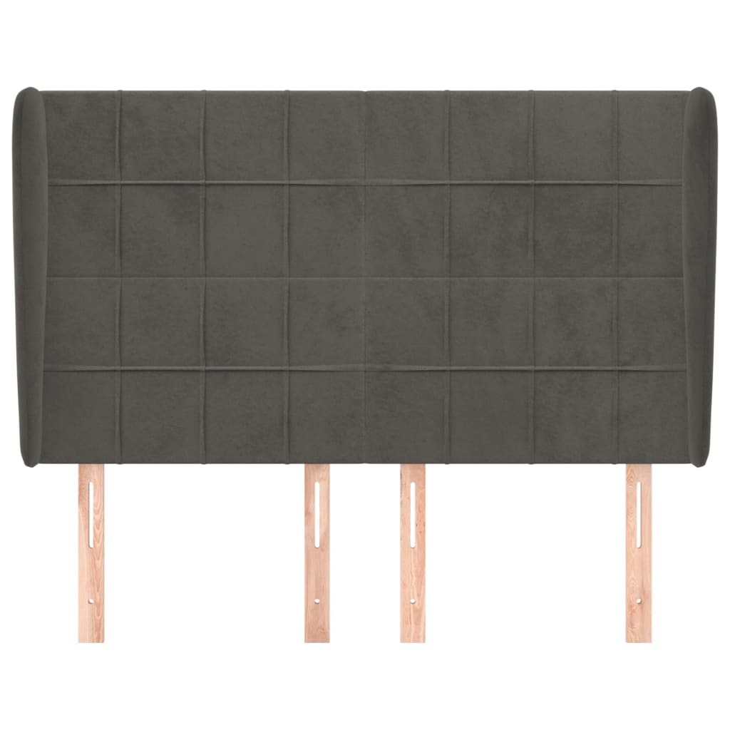 Testiera ad Orecchio GrigioScuro 147x23x118/128cm in Velluto