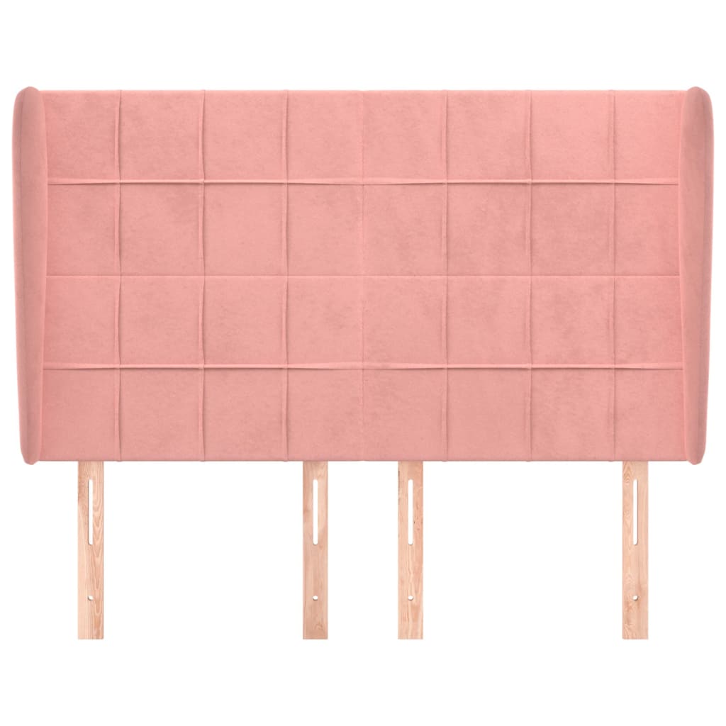 Testiera ad Orecchio Rosa 147x23x118/128 cm in Velluto