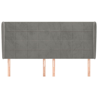 Testiera ad Orecchio Grigio Chiaro 163x23x118/128 cm in Velluto