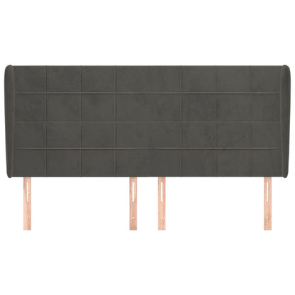 Testiera ad Orecchio Nera 163x23x118/128 cm in Velluto