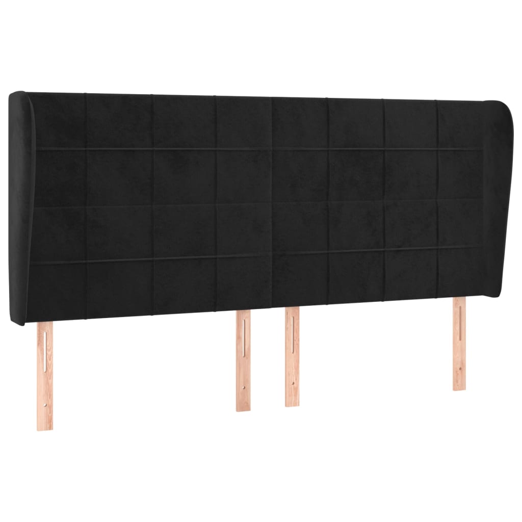 Testiera ad Orecchio Nera 183x23x118/128 cm in Velluto | homemem39