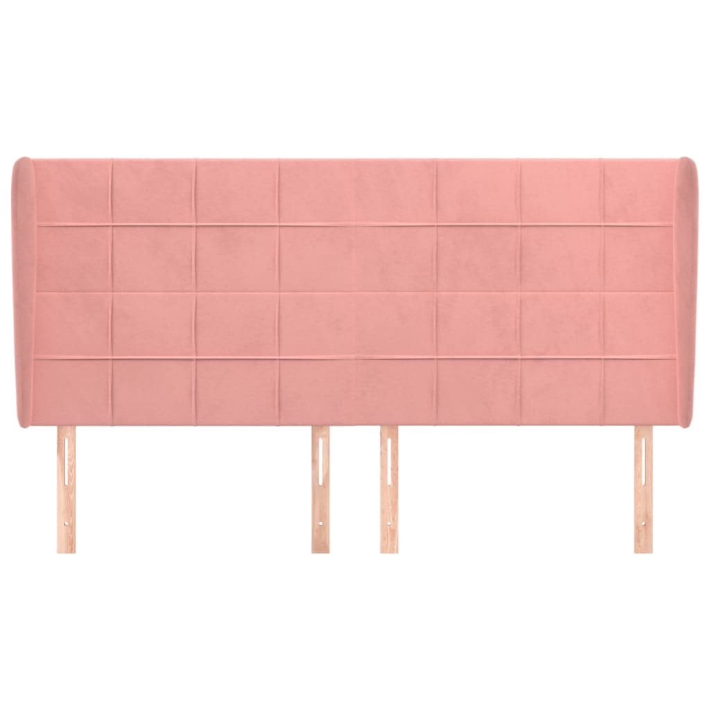 Testiera ad Orecchio Rosa 203x23x118/128 cm in Velluto