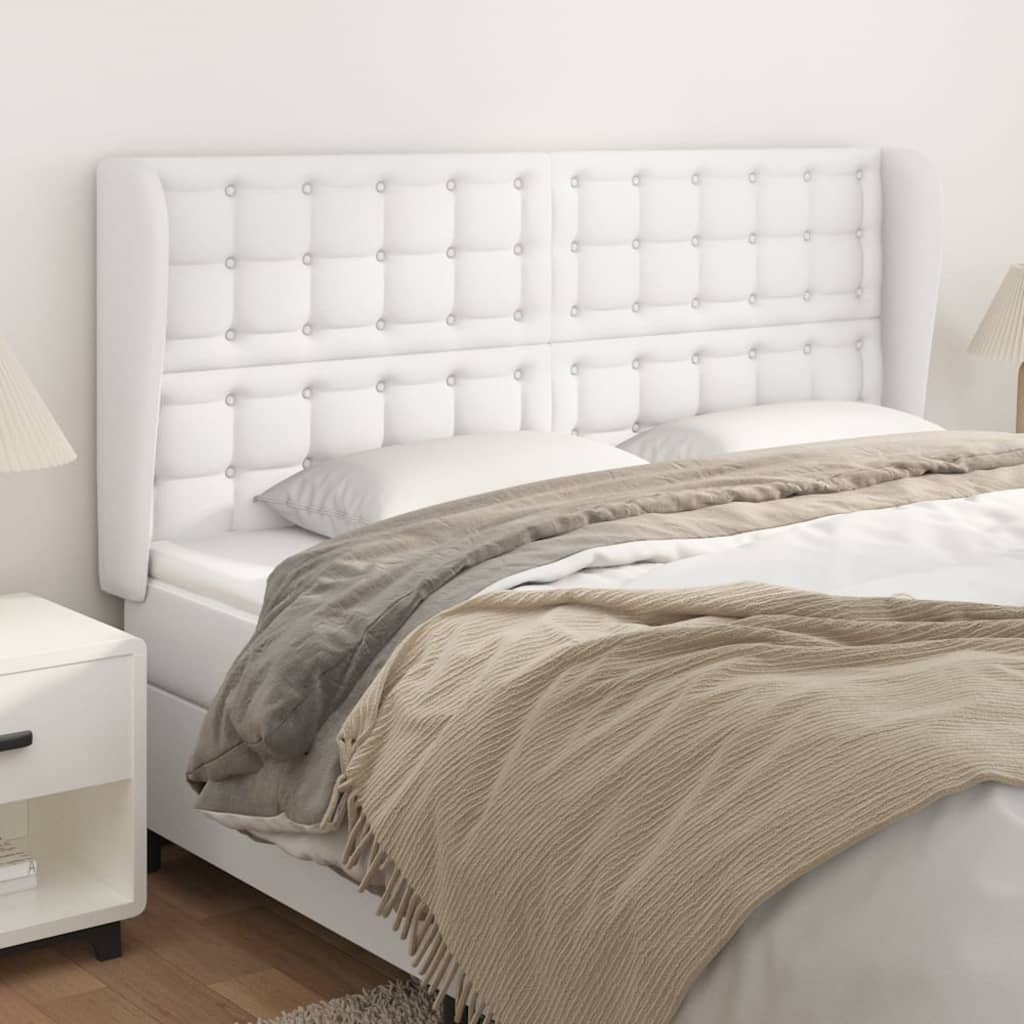 Testiera ad Orecchio Bianca 163x23x118/128 cm in Similpelle | homemem39