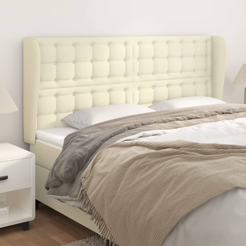 Testiera ad Orecchio Crema 203x23x118/128 cm in Similpelle | homemem39