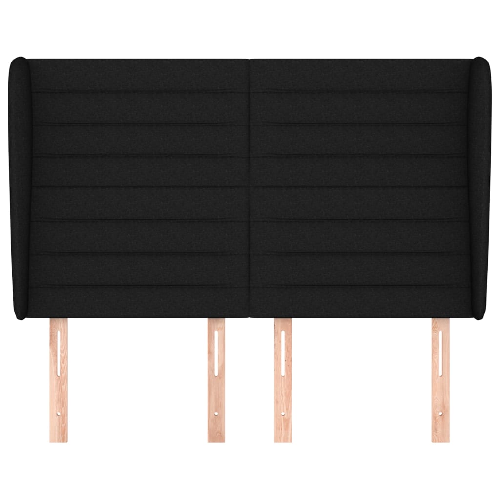 Testiera ad Orecchio Nera 147 x 23 x 118/128 cm in Tessuto