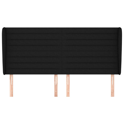 Testiera ad Orecchio Nera 163x23x118/128 cm in Tessuto