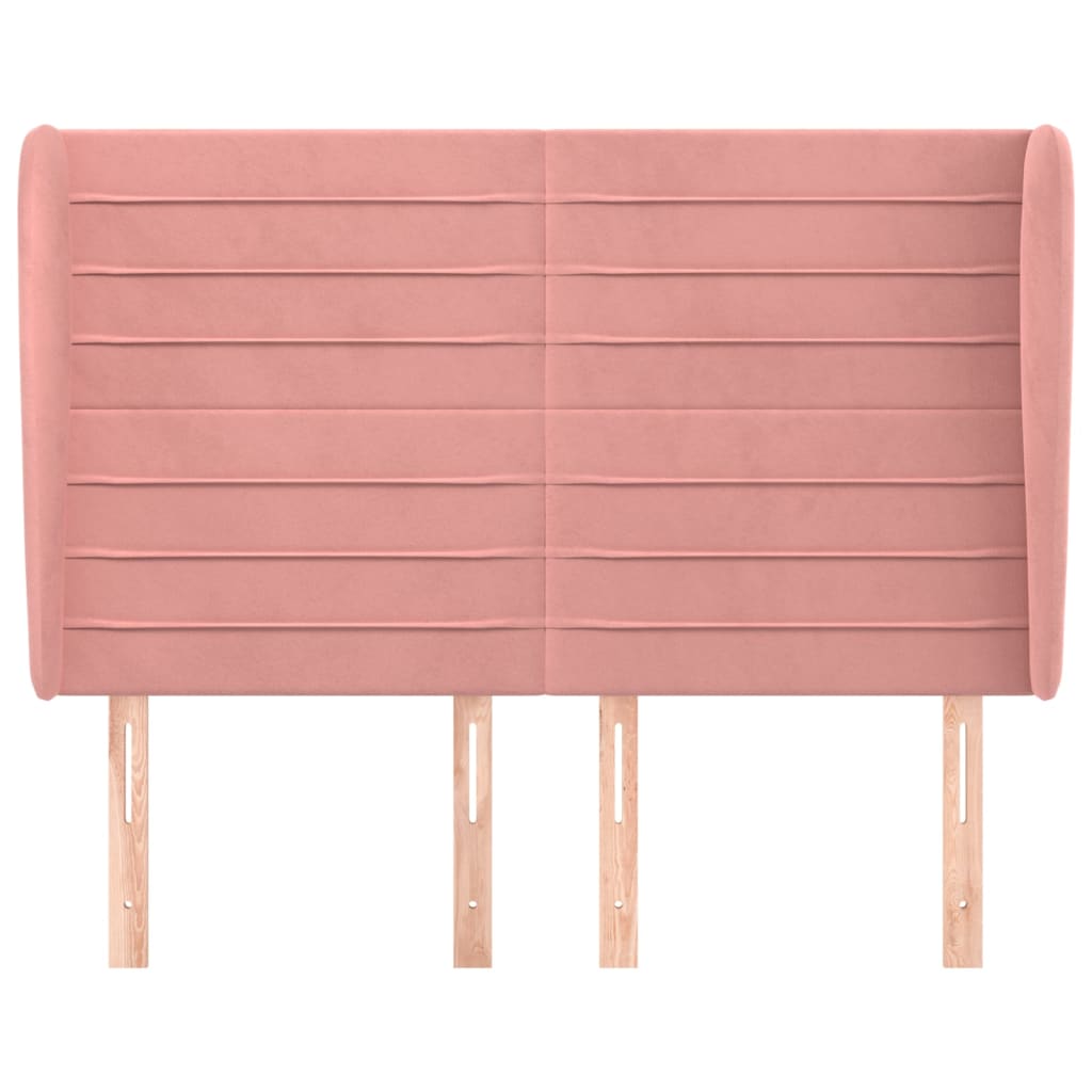 Testiera ad Orecchio Rosa 147x23x118/128 cm in Velluto