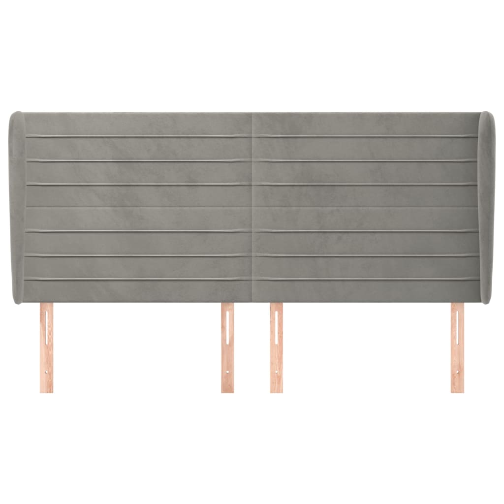 Testiera ad Orecchio Grigio Chiaro 163x23x118/128 cm in Velluto