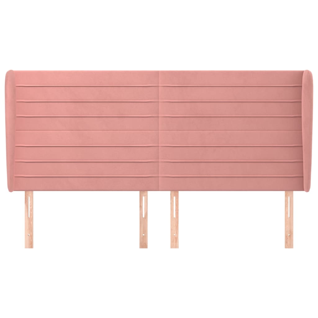 Testiera ad Orecchio Rosa 163x23x118/128 cm in Velluto