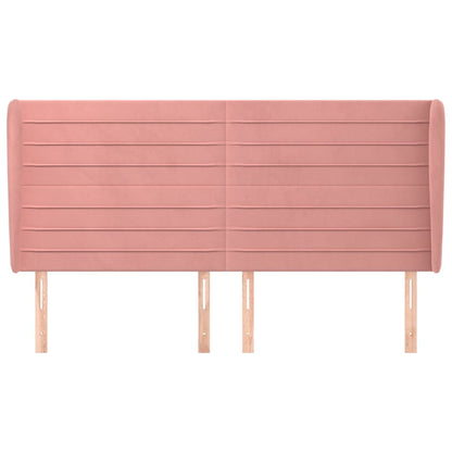 Testiera ad Orecchio Rosa 163x23x118/128 cm in Velluto