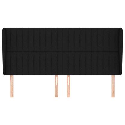 Testiera ad Orecchio Nera 203x23x118/128 cm in Tessuto