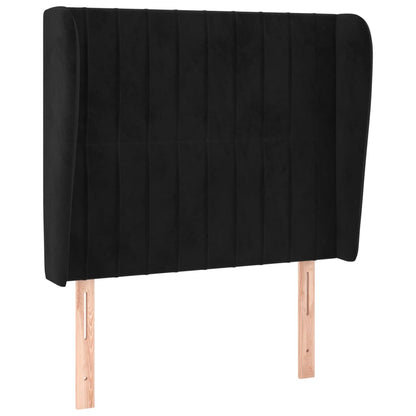 Testiera ad Orecchio Nera 83x23x118/128 cm in Velluto | homemem39