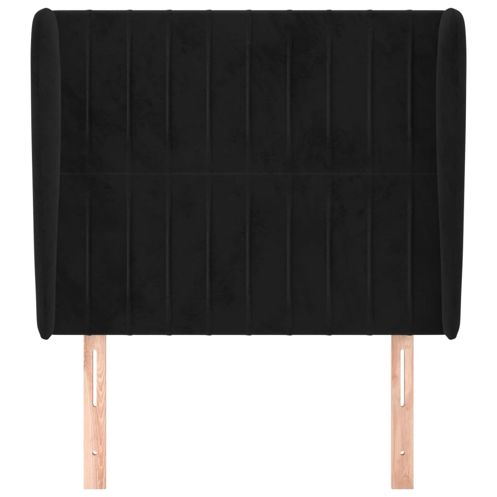 Testiera ad Orecchio Nera 83x23x118/128 cm in Velluto | homemem39