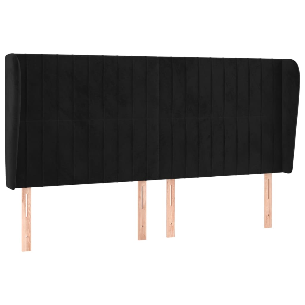 Testiera ad Orecchio Nera 163x23x118/128 cm in Velluto | homemem39