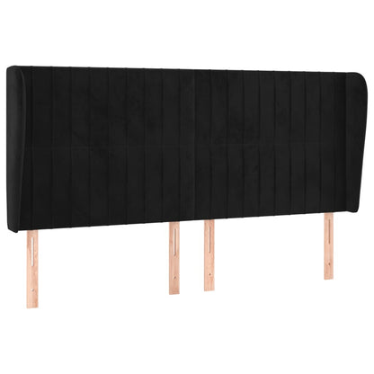 Testiera ad Orecchio Nera 163x23x118/128 cm in Velluto | homemem39