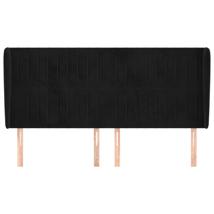Testiera ad Orecchio Nera 163x23x118/128 cm in Velluto | homemem39