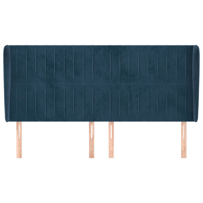 Testiera ad Orecchio Blu Scuro 203x23x118/128 cm in Velluto