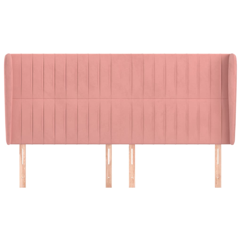 Testiera ad Orecchio Rosa 203x23x118/128 cm in Velluto