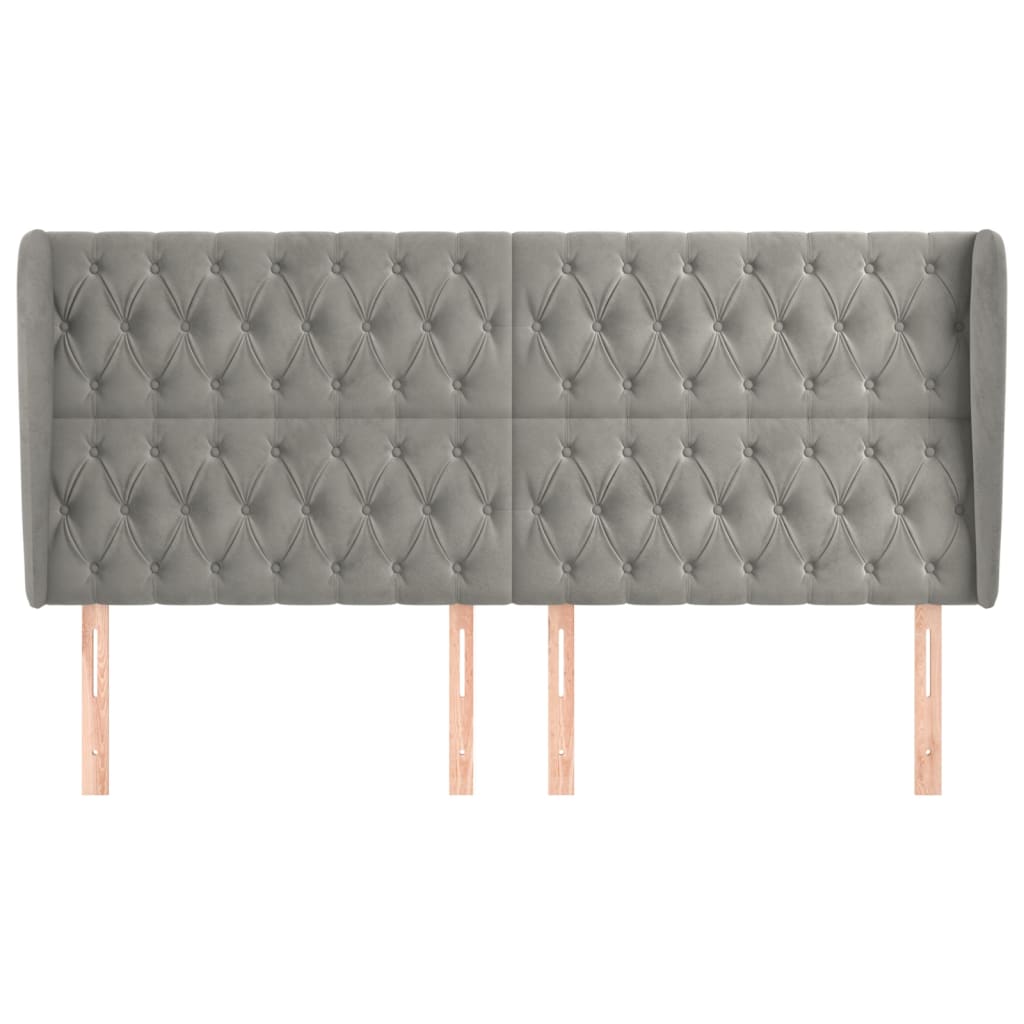 Testiera ad Orecchio Grigio Chiaro 203x23x118/128 cm in Velluto