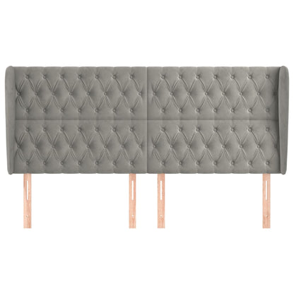 Testiera ad Orecchio Grigio Chiaro 203x23x118/128 cm in Velluto