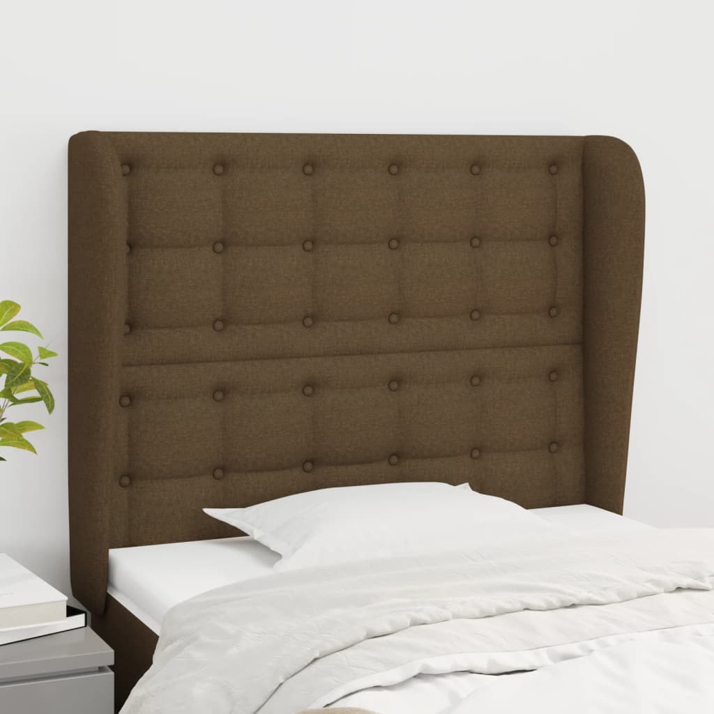 Testiera ad Orecchio Marrone Scuro 83x23x118/128 cm in Tessuto | homemem39