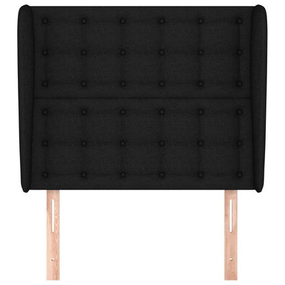 Testiera ad Orecchio Nera 103x23x118/128 cm in Tessuto