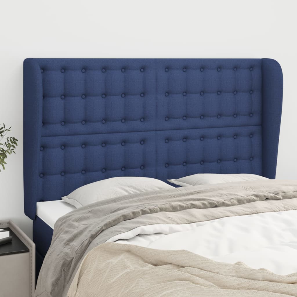 Testiera ad Orecchio Blu 147 x 23 x 118/128 cm in Tessuto | homemem39