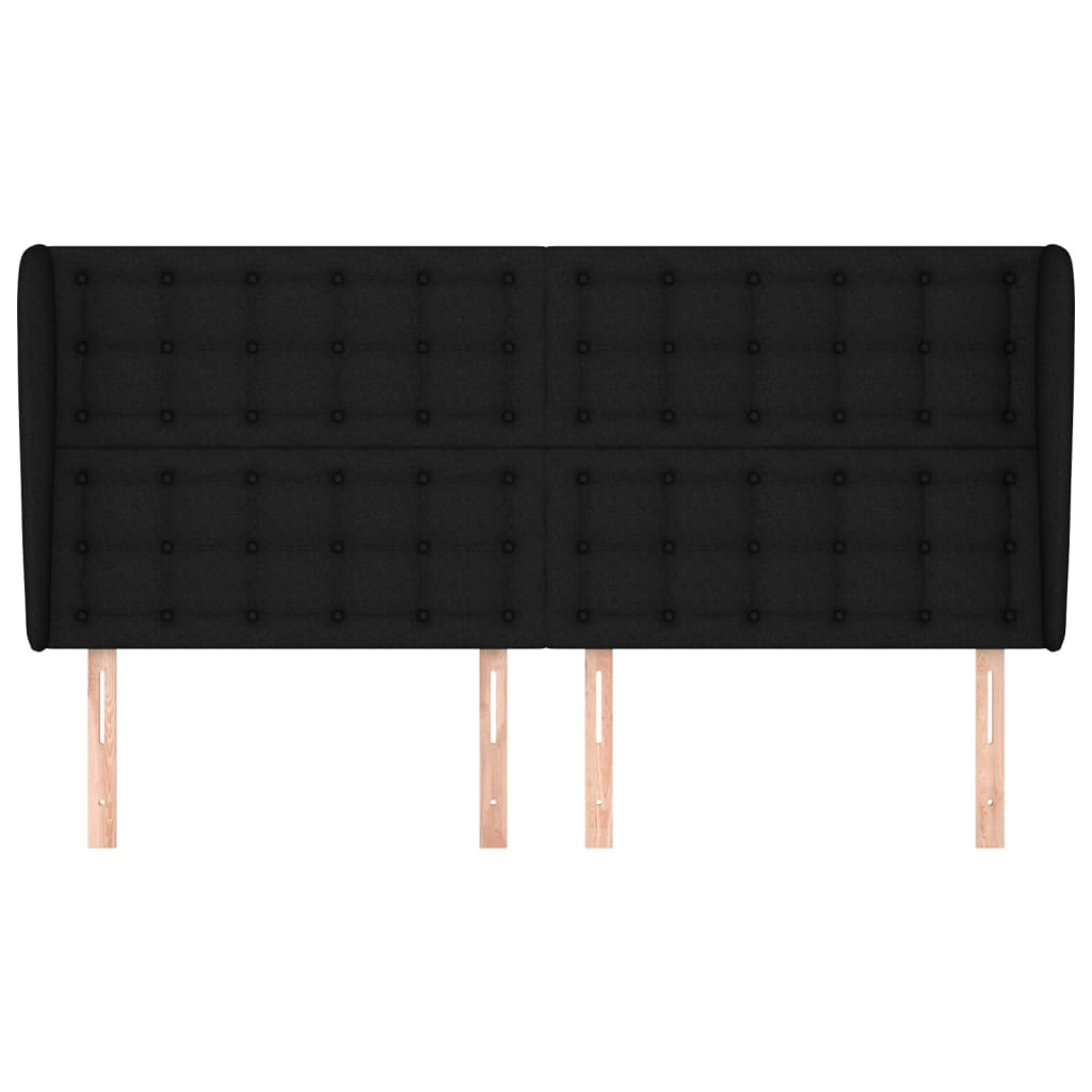 Testiera ad Orecchio Nera 203x23x118/128 cm in Tessuto