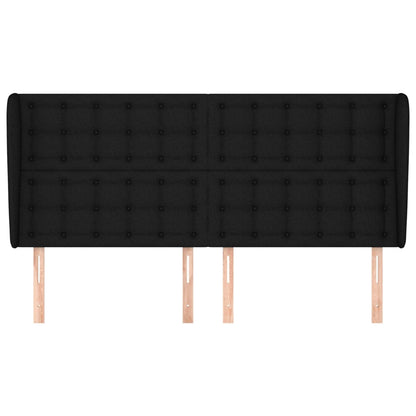 Testiera ad Orecchio Nera 203x23x118/128 cm in Tessuto