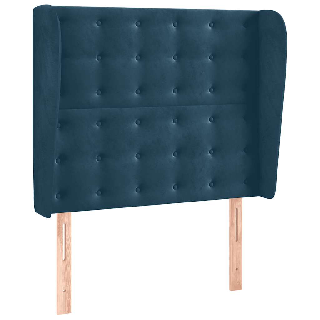 Testiera ad Orecchio Blu Scuro 83x23x118/128 cm in Velluto