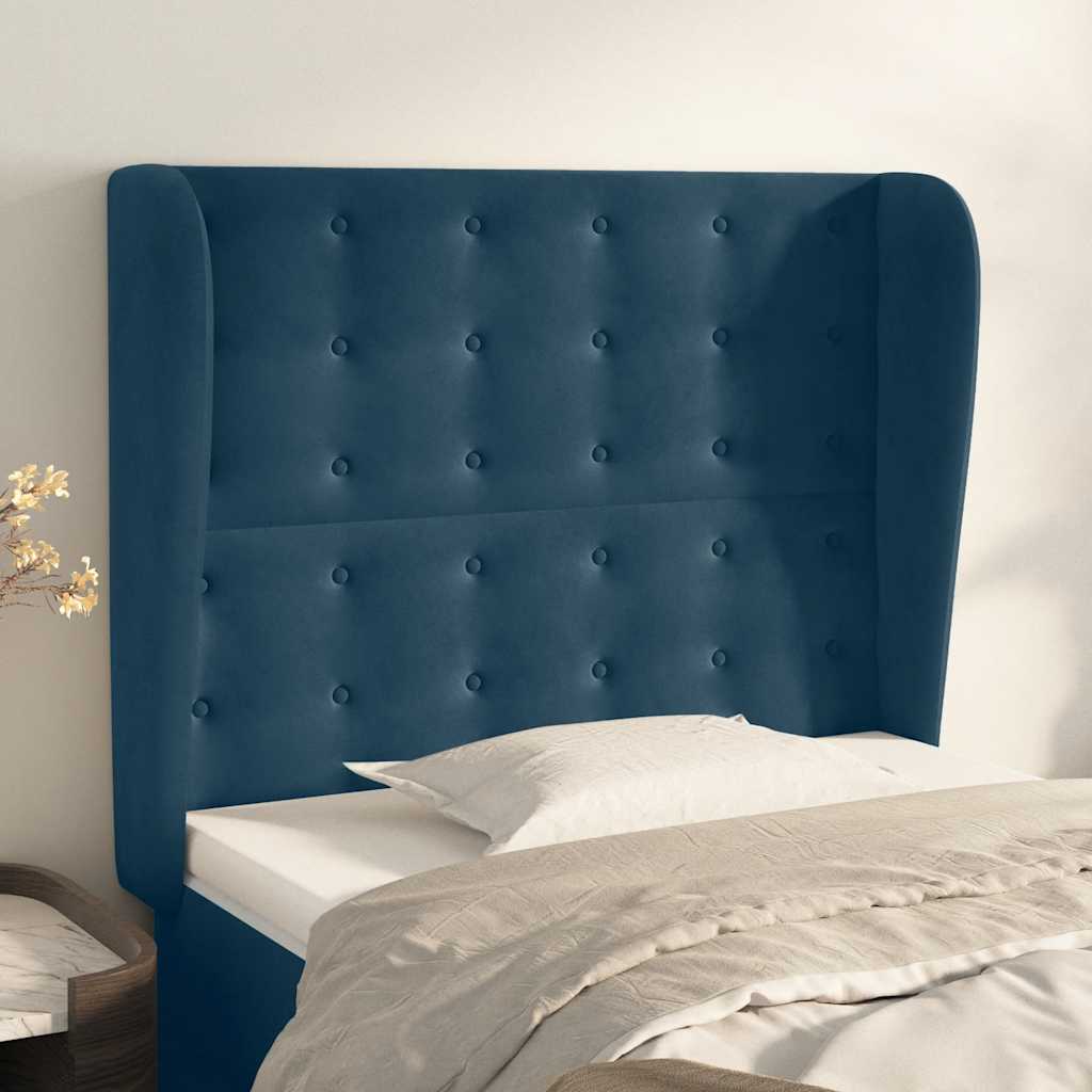 Testiera ad Orecchio Blu Scuro 83x23x118/128 cm in Velluto