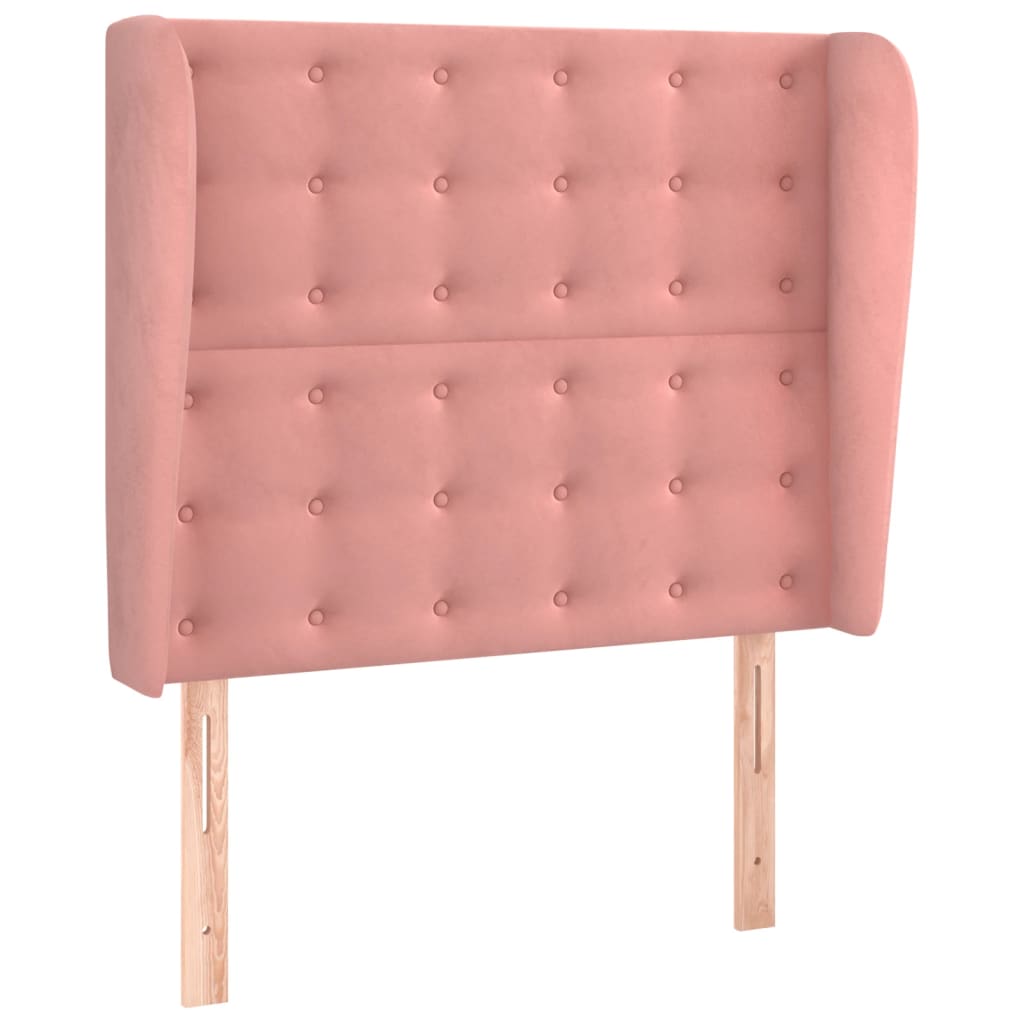 Testiera ad Orecchio Rosa 83x23x118/128 cm in Velluto