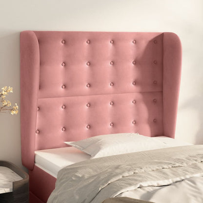 Testiera ad Orecchio Rosa 83x23x118/128 cm in Velluto