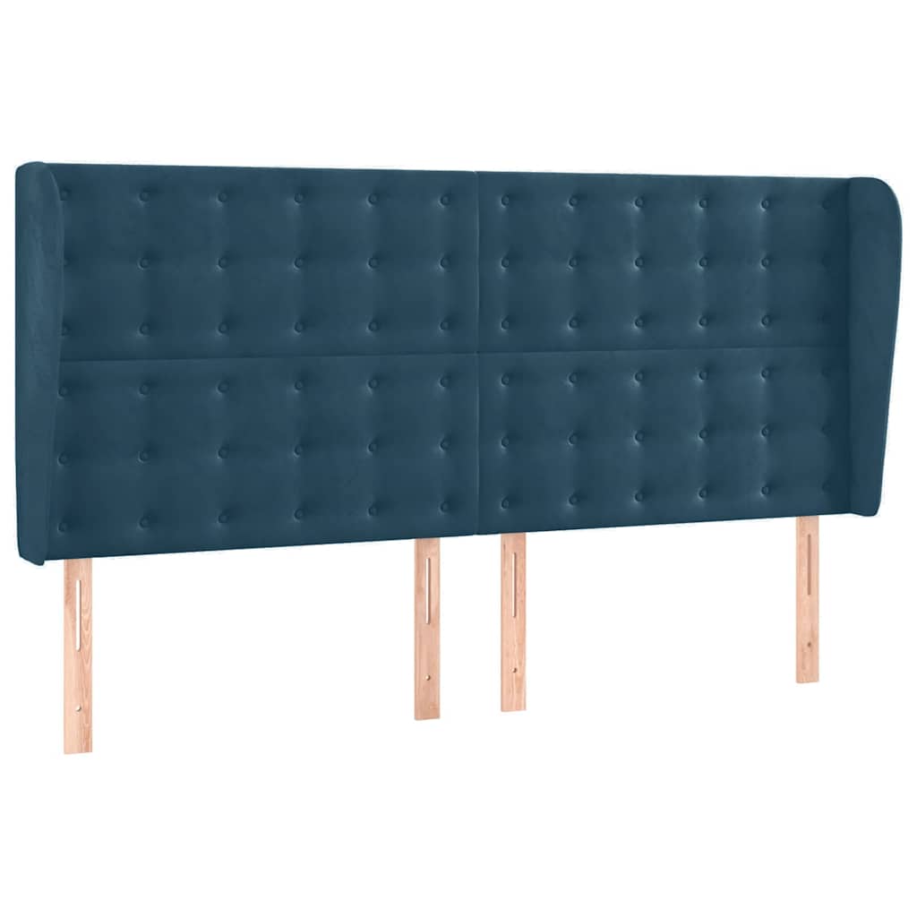 Testiera ad Orecchio Blu Scuro 163x23x118/128 cm in Velluto | homemem39