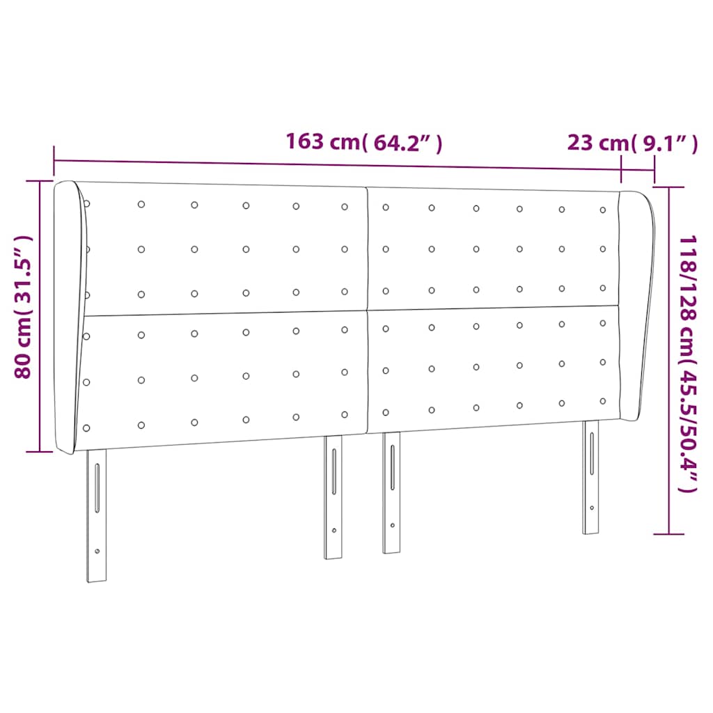 Testiera ad Orecchio Blu Scuro 163x23x118/128 cm in Velluto | homemem39