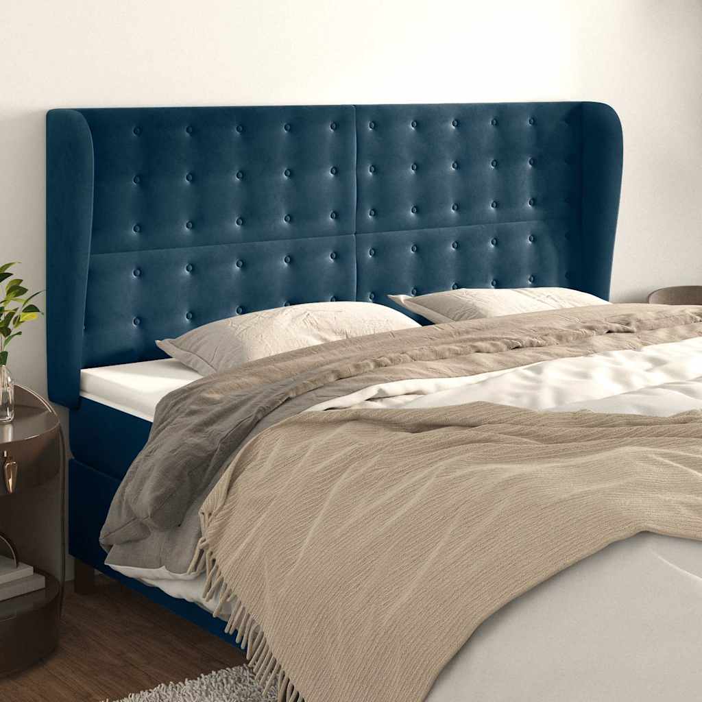 Testiera ad Orecchio Blu Scuro 163x23x118/128 cm in Velluto | homemem39