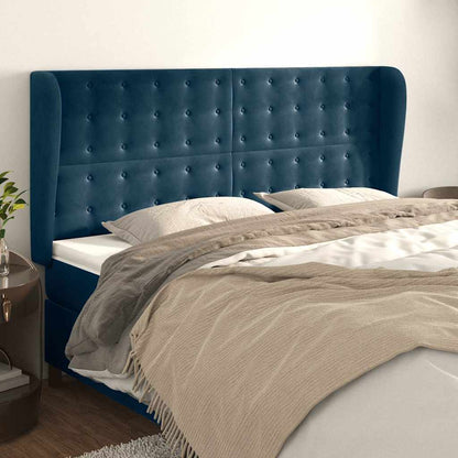 Testiera ad Orecchio Blu Scuro 163x23x118/128 cm in Velluto | homemem39