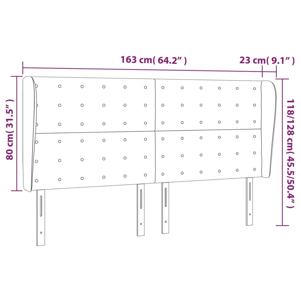 Testiera ad Orecchio Rosa 163x23x118/128 cm in Velluto | homemem39